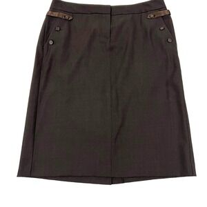 Theory Women's Wool Blend Tailor Pencil Skirt Career Gray Size 12 USA